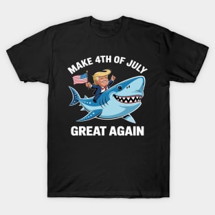 Make 4th of July Great Again Donald Trump 2025 Shark T-Shirt